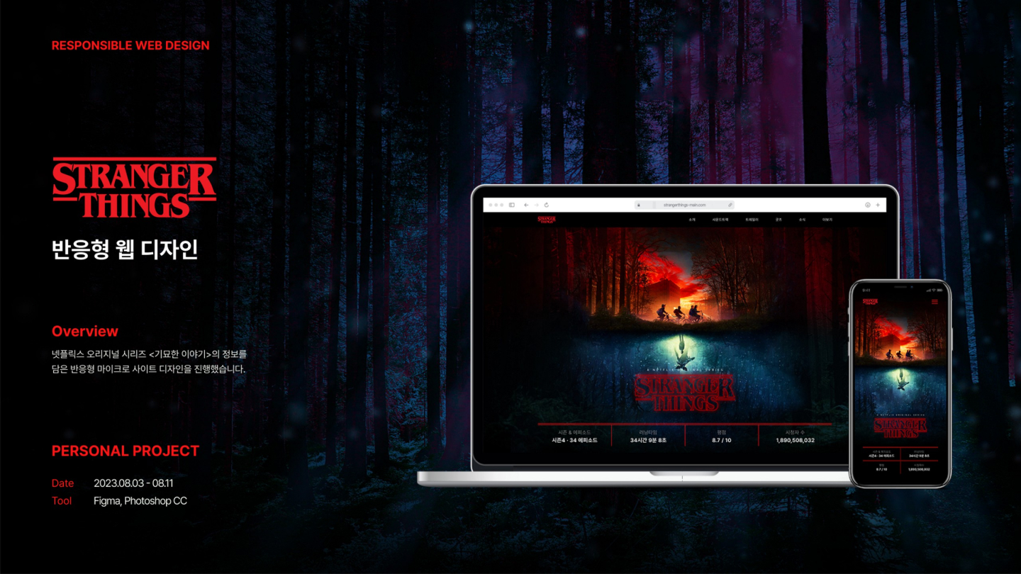 STRANGER THINGS 반응형 / UI/UX 디자이너 취업 아카데미 최다예1