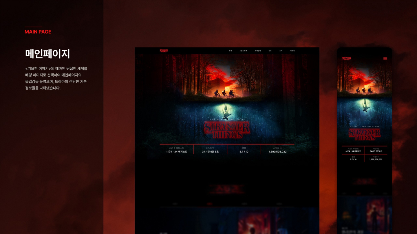 STRANGER THINGS 반응형 / UI/UX 디자이너 취업 아카데미 최다예3