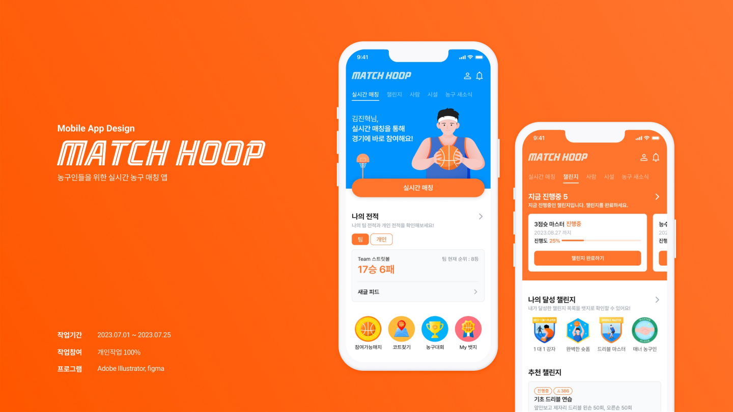 농구 매칭 앱 / UI/UX 디자이너 취업 아카데미 김진혁1