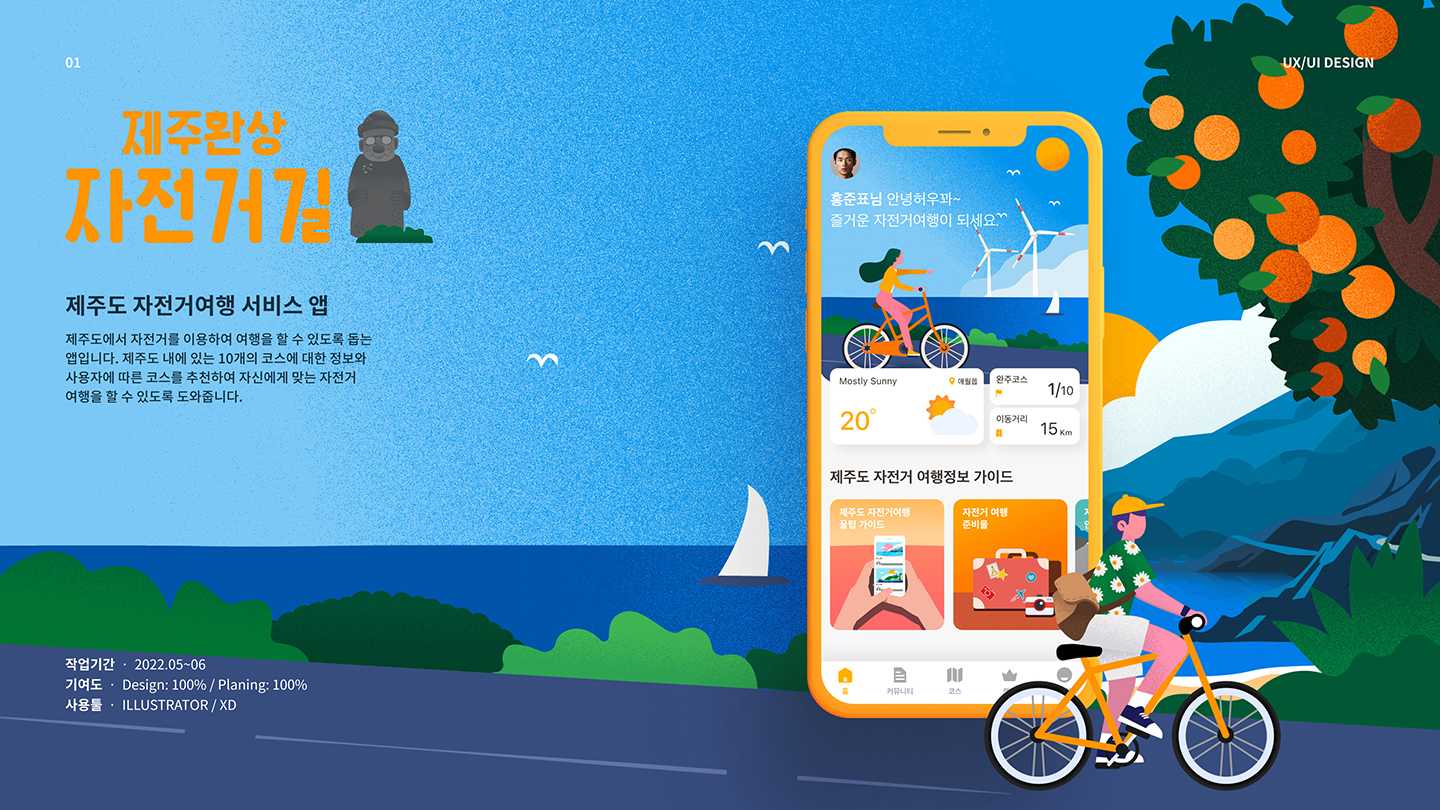 제주환상 자전거길 모바일 앱 / UI/UX 디자이너 취업 아카데미 홍준표1