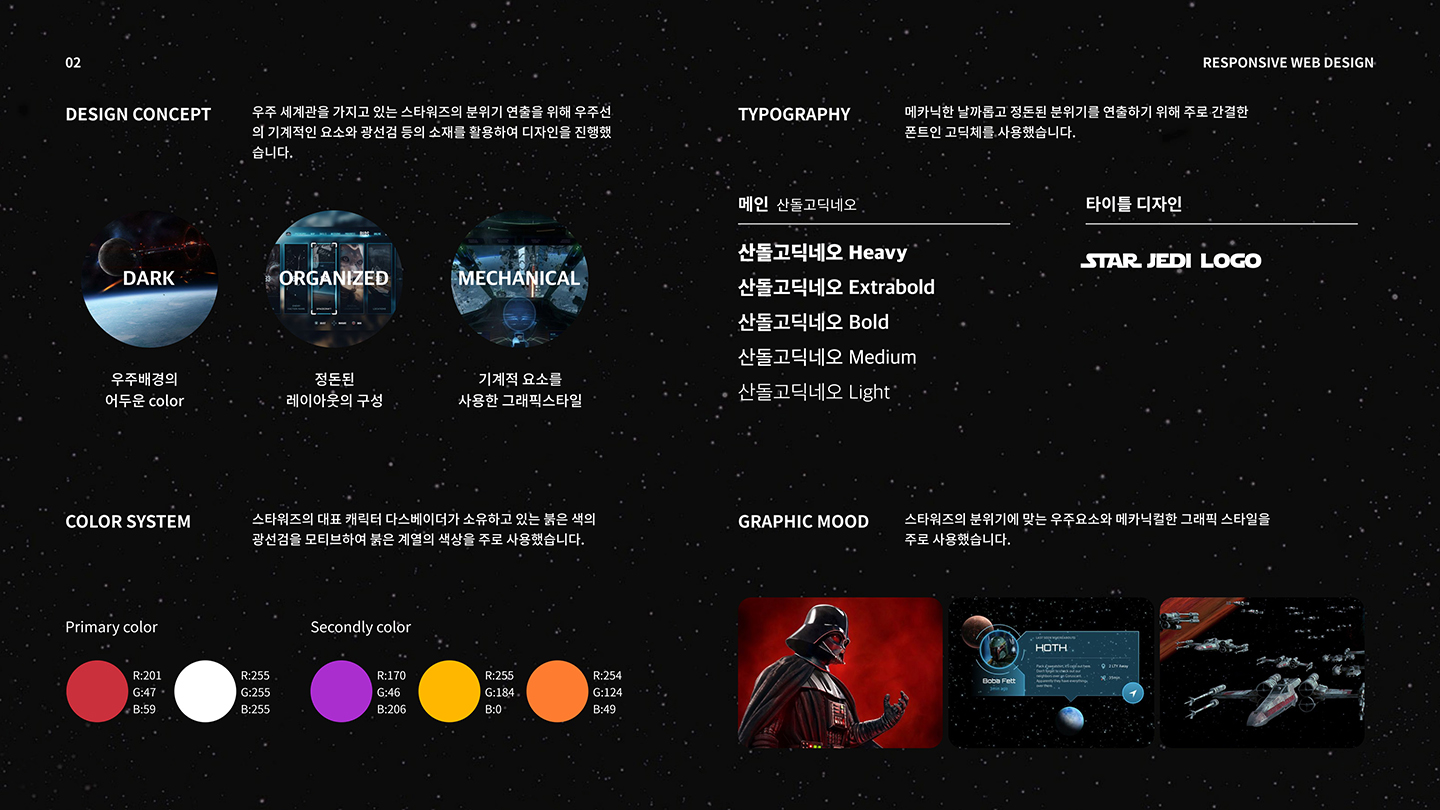 스타워즈 반응형 웹 / UI/UX 디자이너 취업 아카데미 홍준표2