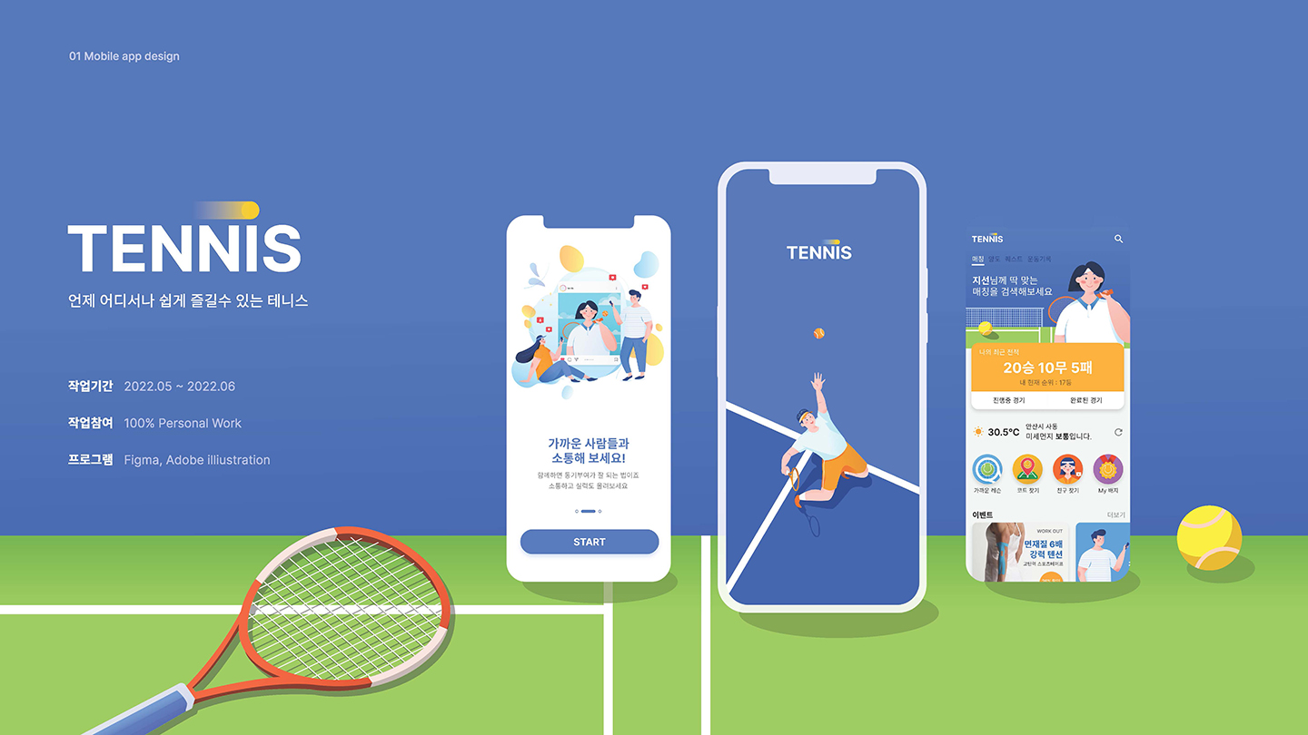 테니스 모바일 앱 / UI/UX 디자이너 취업 아카데미 박지선1