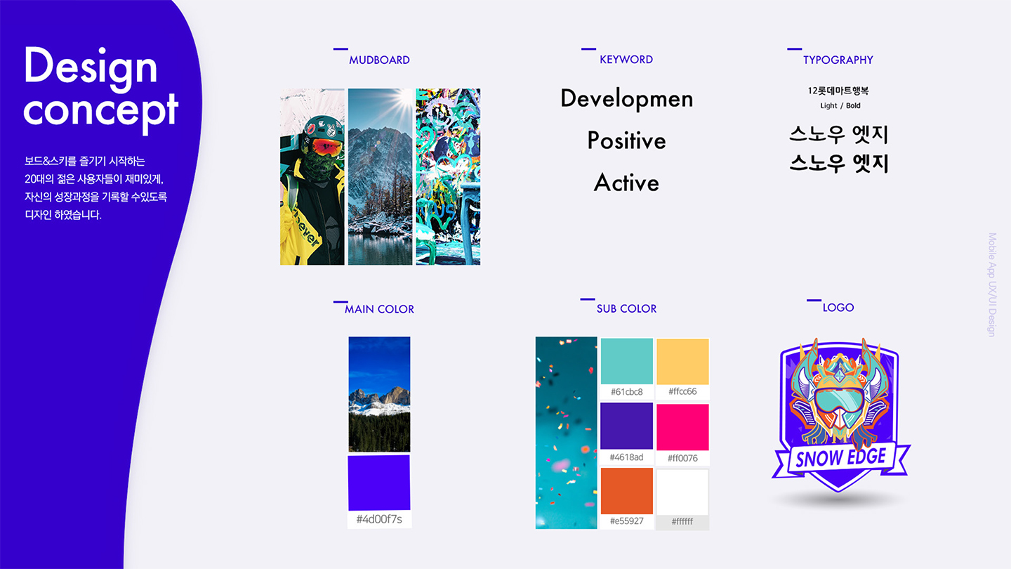 SNOW EDGE / 모바일 & 웹 UX/UI 디자인 포트폴리오 실무 프로젝트 손채하2