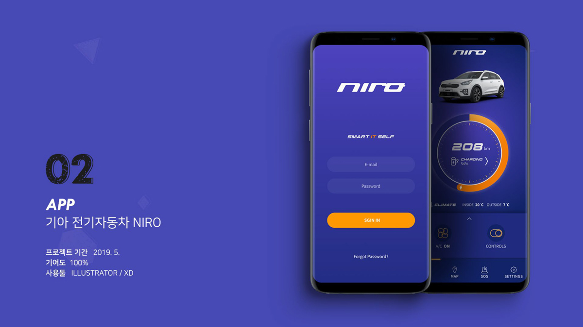 기아 전기자동차 NIRO / 모바일 & 웹 UX/UI 디자인 포트폴리오 실무 프로젝트 유재민1