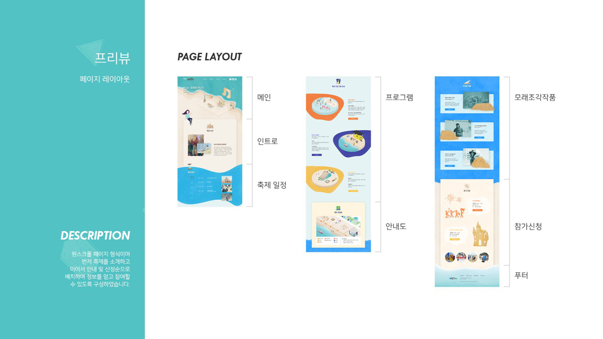 해운대 모래축제 / 모바일 & 웹 UX/UI 디자인 포트폴리오 실무 프로젝트 유재민4
