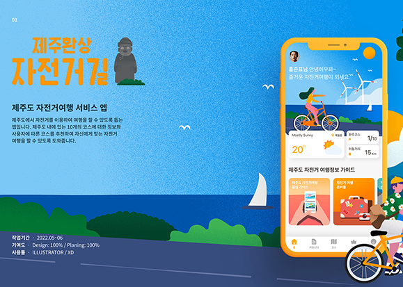 제주환상 자전거길 모바일 앱 / UI/UX 디자이너 취업 아카데미 홍준표