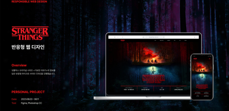 STRANGER THINGS 반응형 / UI/UX 디자이너 취업 아카데미 최다예