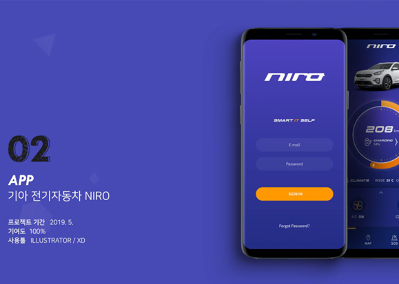 기아 전기자동차 NIRO / 모바일 & 웹 UX/UI 디자인 포트폴리오 실무 프로젝트 유재민