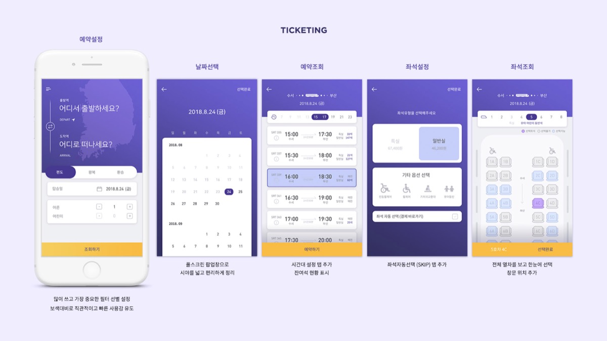 SRT 앱 리디자인 / 모바일 & 웹 UX/UI 디자인 포트폴리오 실무 프로젝트 하지서5
