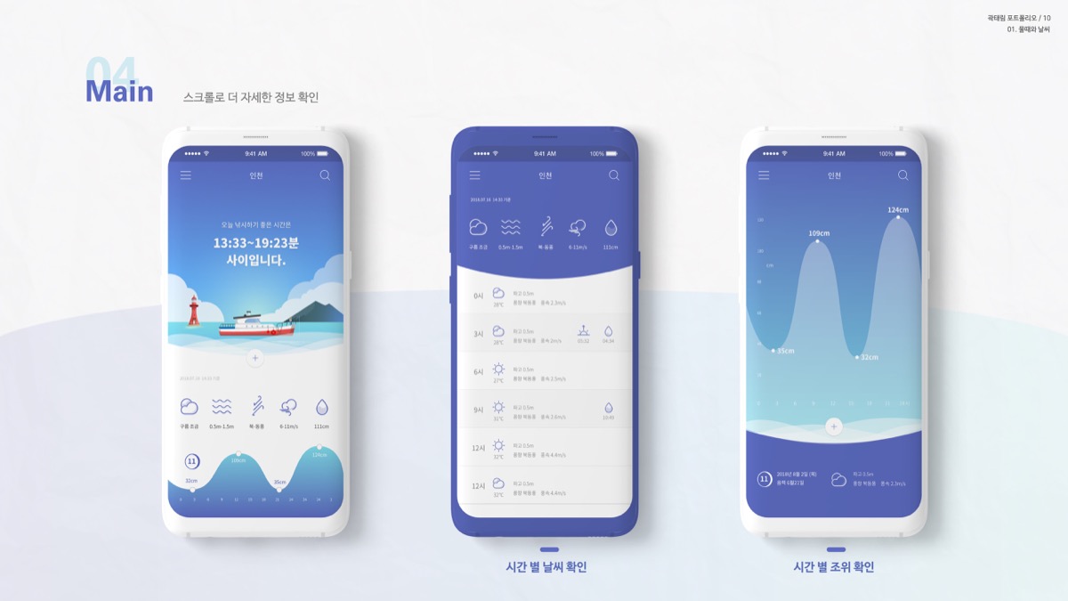 물때와 날씨 / 모바일 & 웹 UX/UI 디자인 포트폴리오 실무 프로젝트 곽태림7