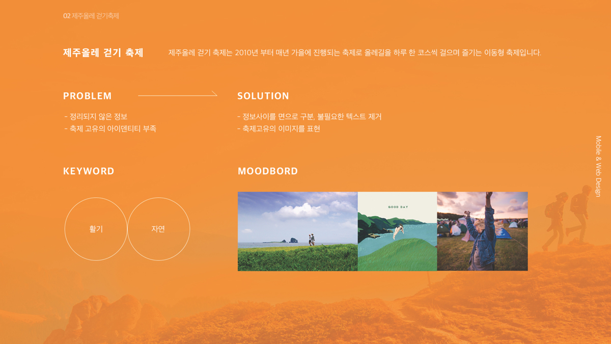 제주올레 걷기 축제 웹사이트 리디자인 / 모바일 & 웹 UX/UI 디자인 포트폴리오 실무 프로젝트 최소영2