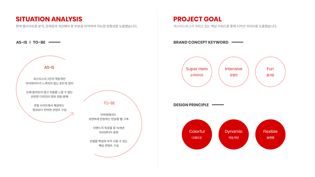 저스티스 리그 / 모바일 & 웹 UX/UI 디자인 포트폴리오 실무 프로젝트 김밝음2