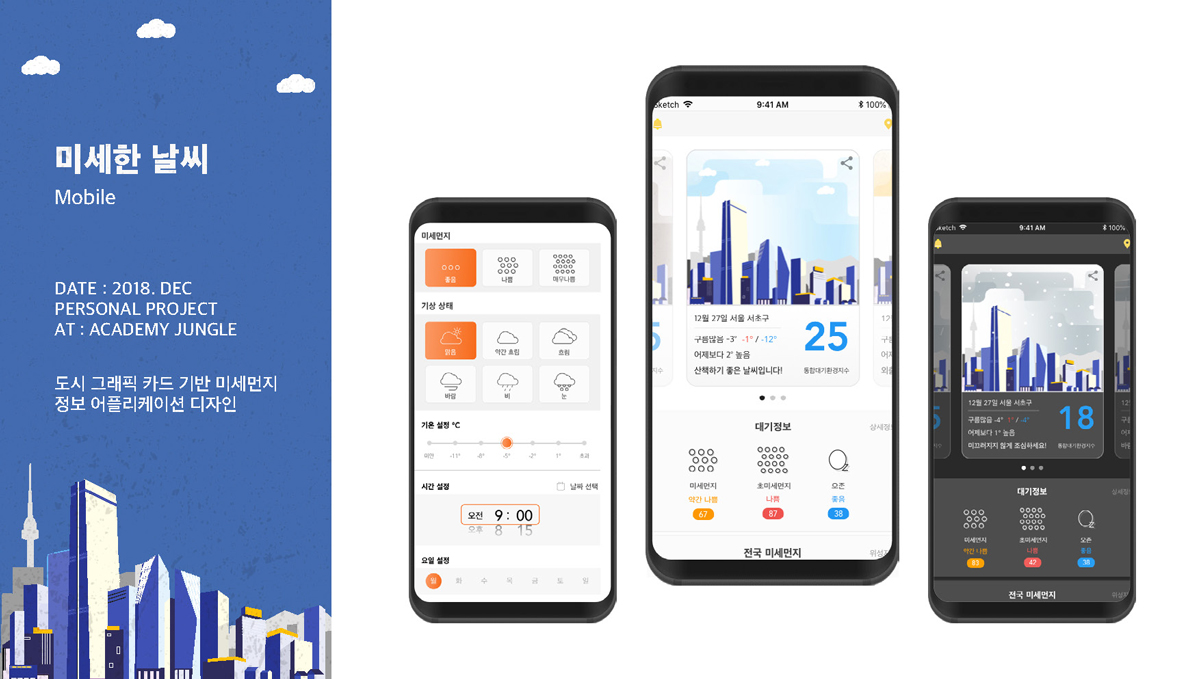 미세한 날씨 / 모바일 & 웹 UX/UI 디자인 포트폴리오 실무 프로젝트 김형남1