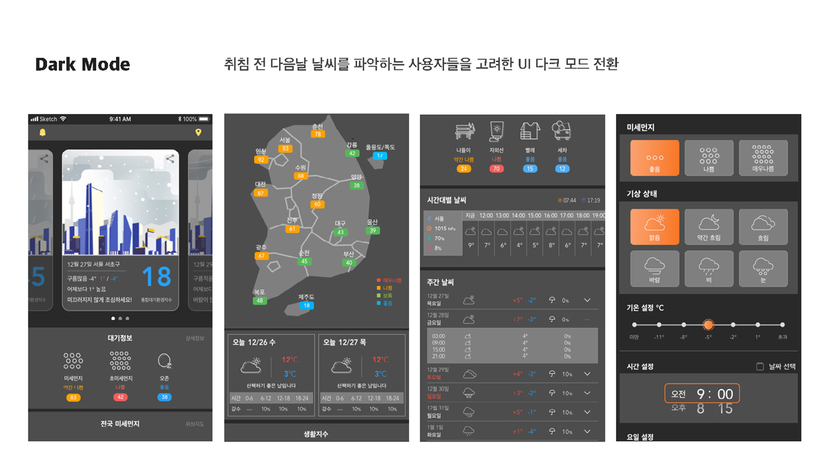 미세한 날씨 / 모바일 & 웹 UX/UI 디자인 포트폴리오 실무 프로젝트 김형남9