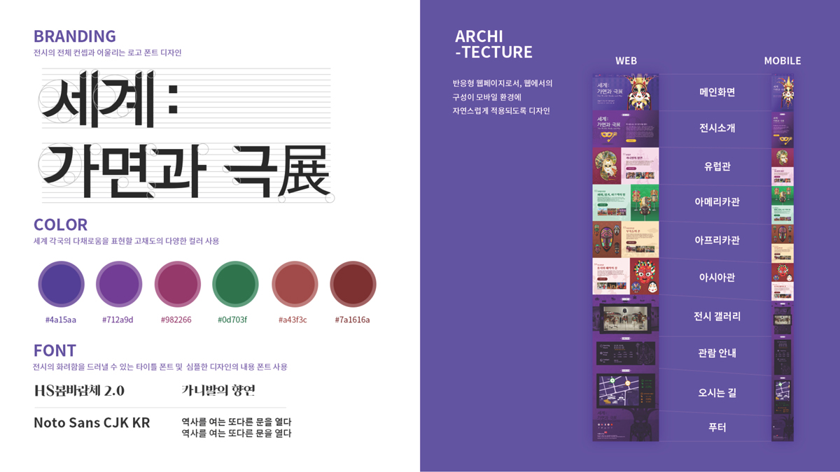 세계 :  가면과 극展 / 모바일 & 웹 UX/UI 디자인 포트폴리오 실무 프로젝트 신경연2