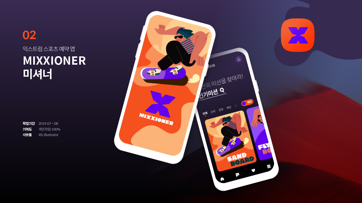 MIXXIONER / 모바일 & 웹 UX/UI 디자인 포트폴리오 실무 프로젝트 박지애1