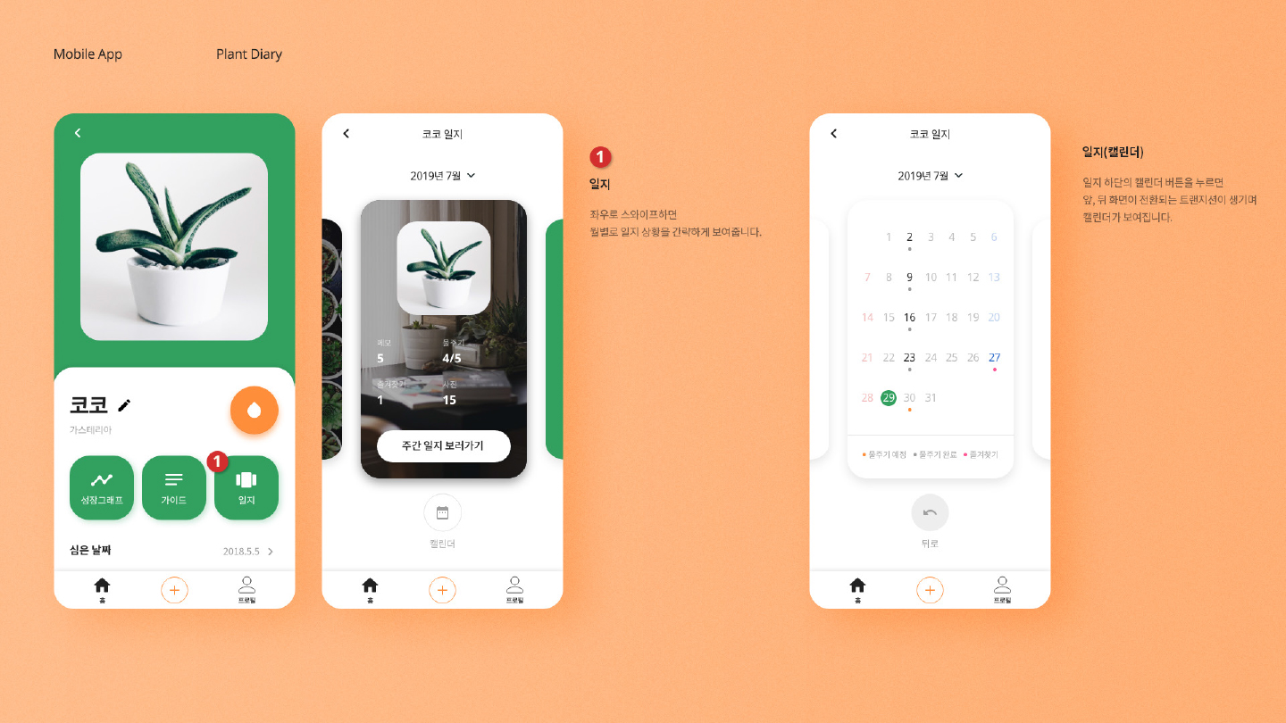 Plant Diary / 모바일 & 웹 UX/UI 디자인 포트폴리오 실무 프로젝트 손민정7