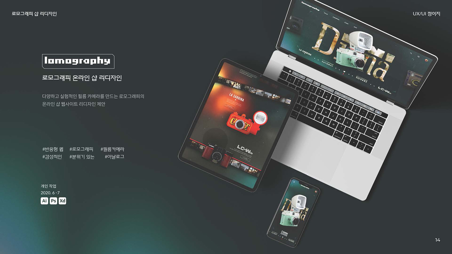 로모그래피 온라인샵 반응형웹 / UI/UX 디자이너 취업 아카데미 정이지1