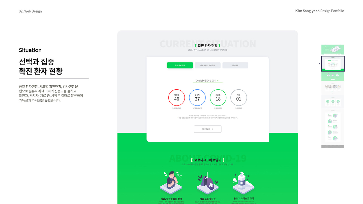 코로나-19 웹사이트 / 취업 아카데미(모바일 & 웹 UX/UI 디자인 포트폴리오 실무 프로젝트)									 김상윤5