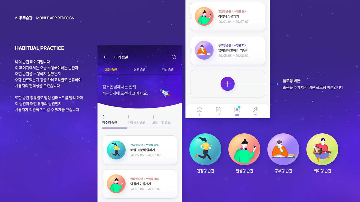 우주습관 모바일앱 / UI/UX 디자이너 취업 아카데미 박소희7