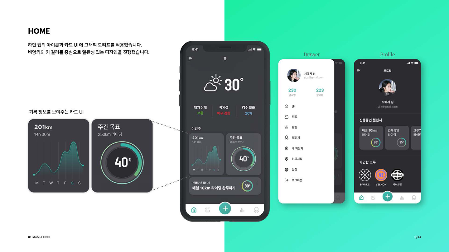 비앙키 라이딩 기록 어플 / UI/UX 디자이너 취업 아카데미 권민지5
