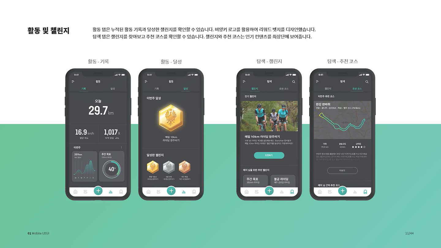 비앙키 라이딩 기록 어플 / UI/UX 디자이너 취업 아카데미 권민지8