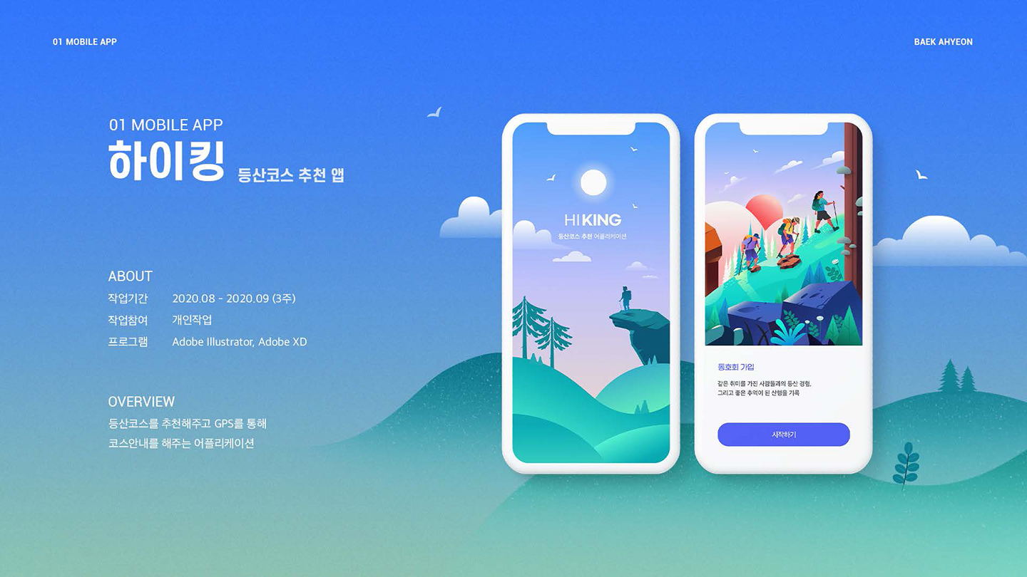하이킹 등산코스 / UI/UX 디자이너 취업 아카데미 백아현1